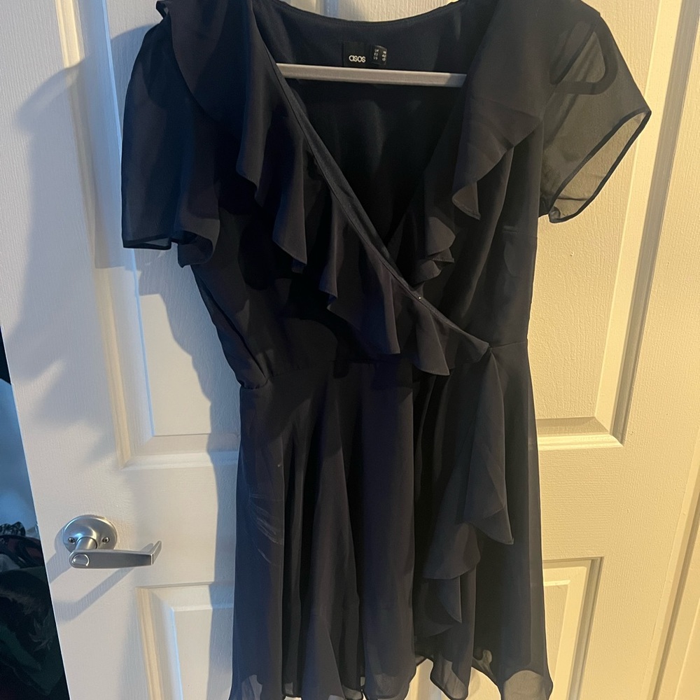 ASOS Navy Blue ruffle mini dress